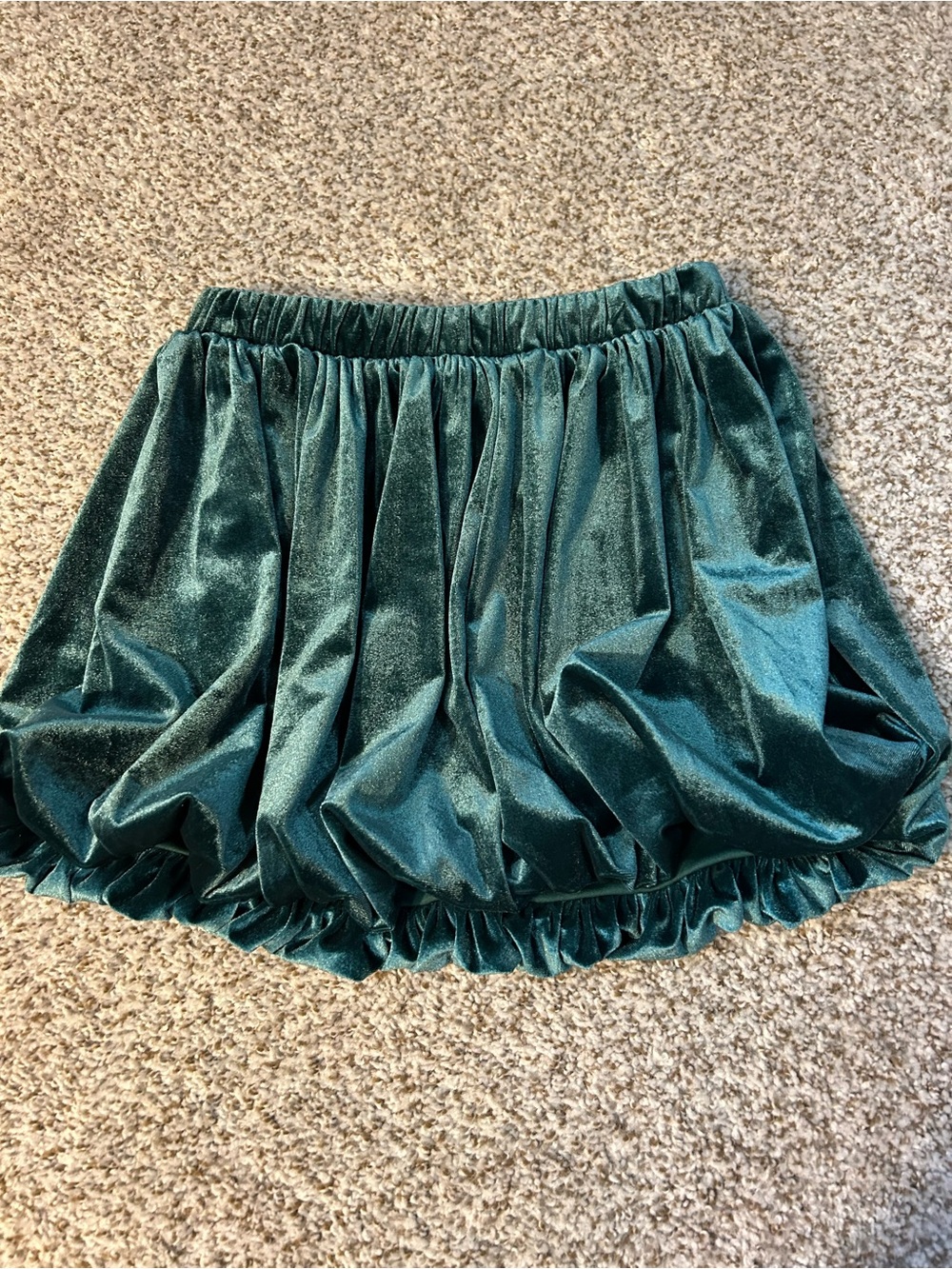 Cat & Jack Dark Green Velvet Bubble Skirt